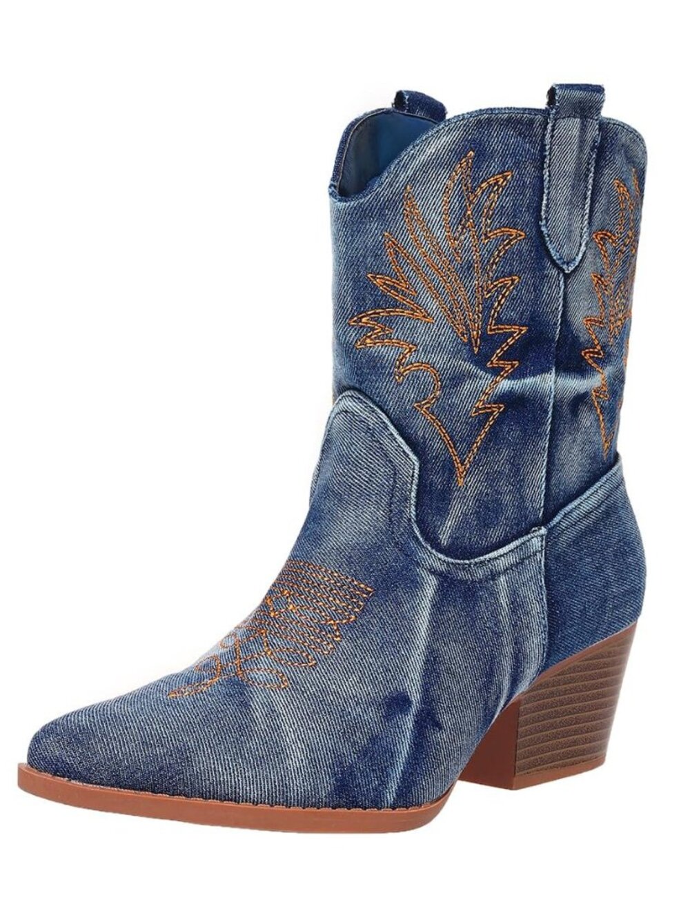 Cowgirl Booties for Women Cowboy Ankle Western Embroidered Boot — Block Heel